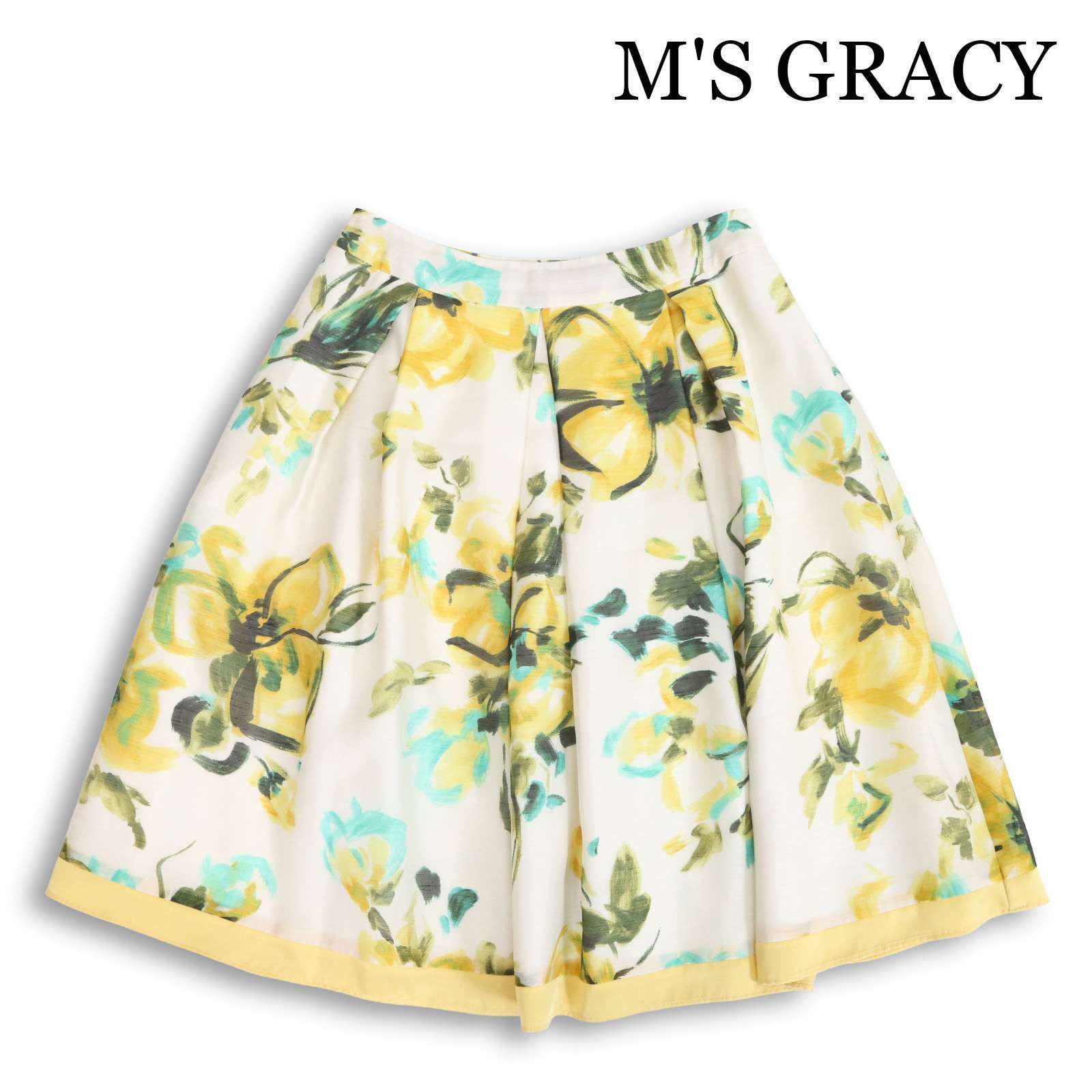 M'S GRACY エムズグレイシー 春夏☆ 花柄 シフォン 総裏 ひざ丈 フレア