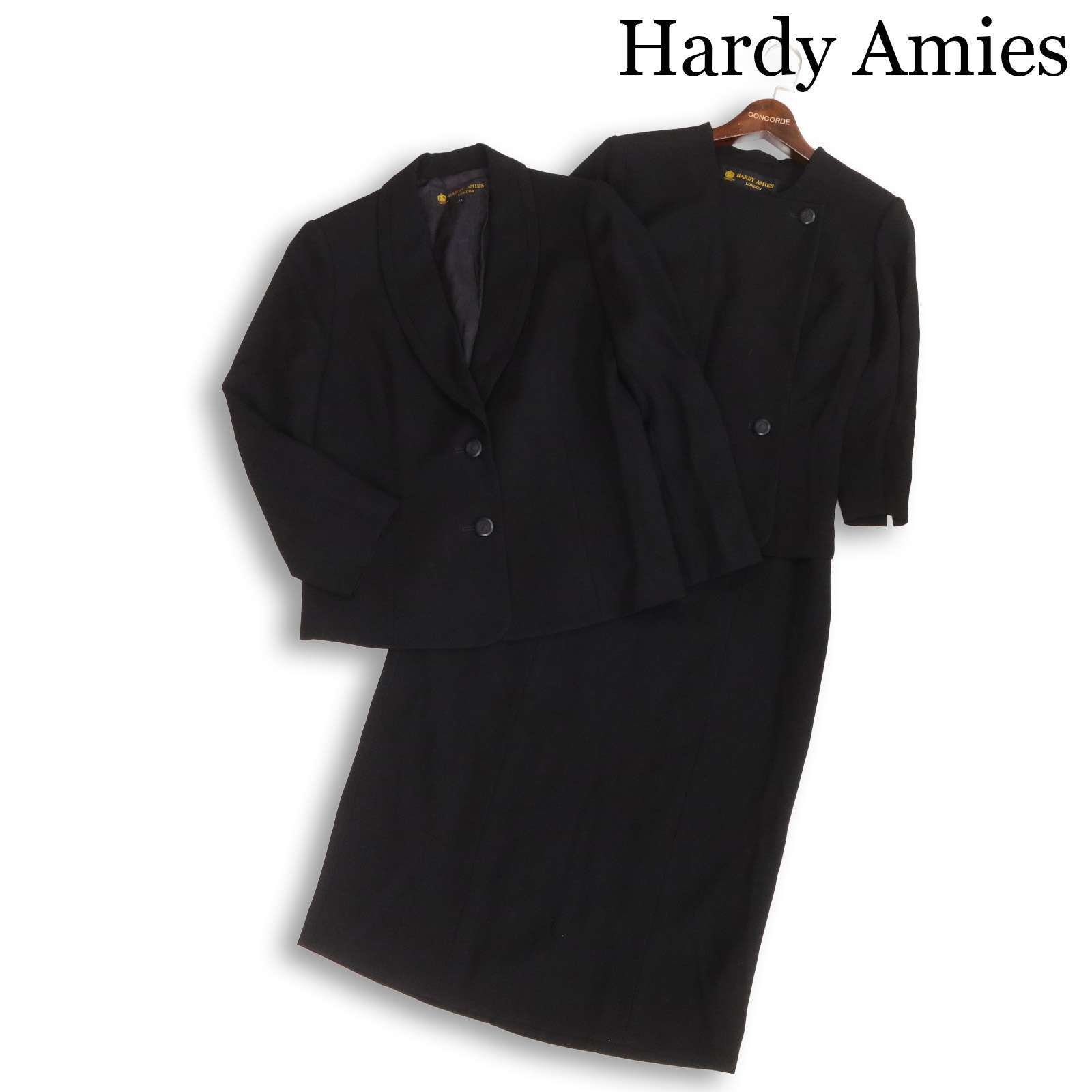 Hardy Amies ハーディ エイミス 通年 ジャケット&ワンピース フォーマル セットアップ スーツ Sz.11 レディース 黒 冠婚葬祭 Hardy Amies ハーディ エイミス 通年 ジャケット&ワンピース