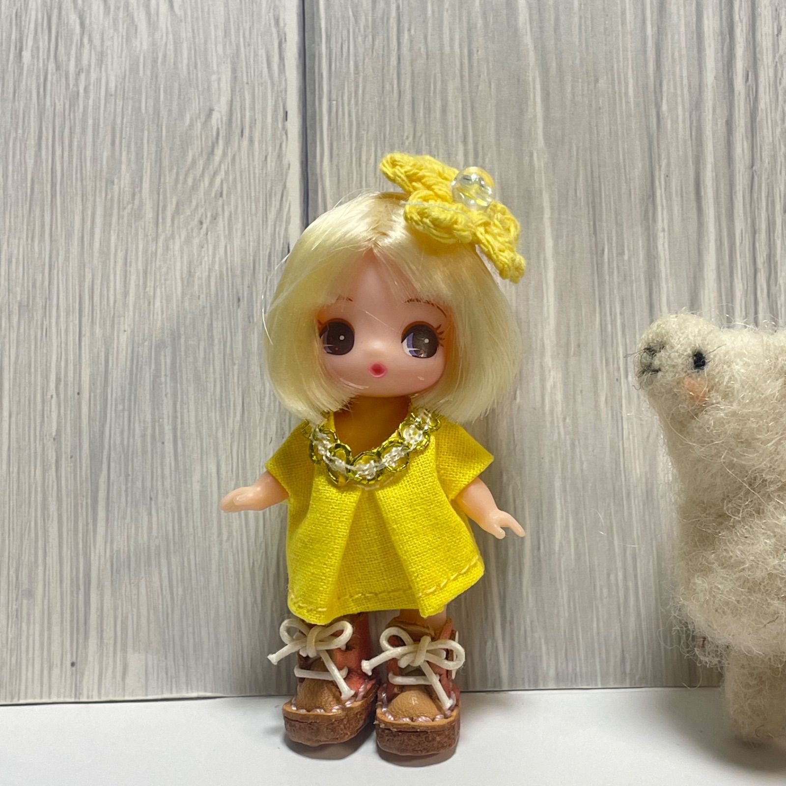 ぷちリカちゃん服 ワンピース 髪飾り ハンドメイド 着せ替え - メルカリ