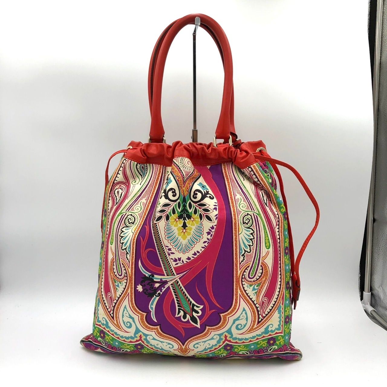 エトロ ETRO 巾着 トートバッグ ペイズリー マルチカラー A4可 レザー
