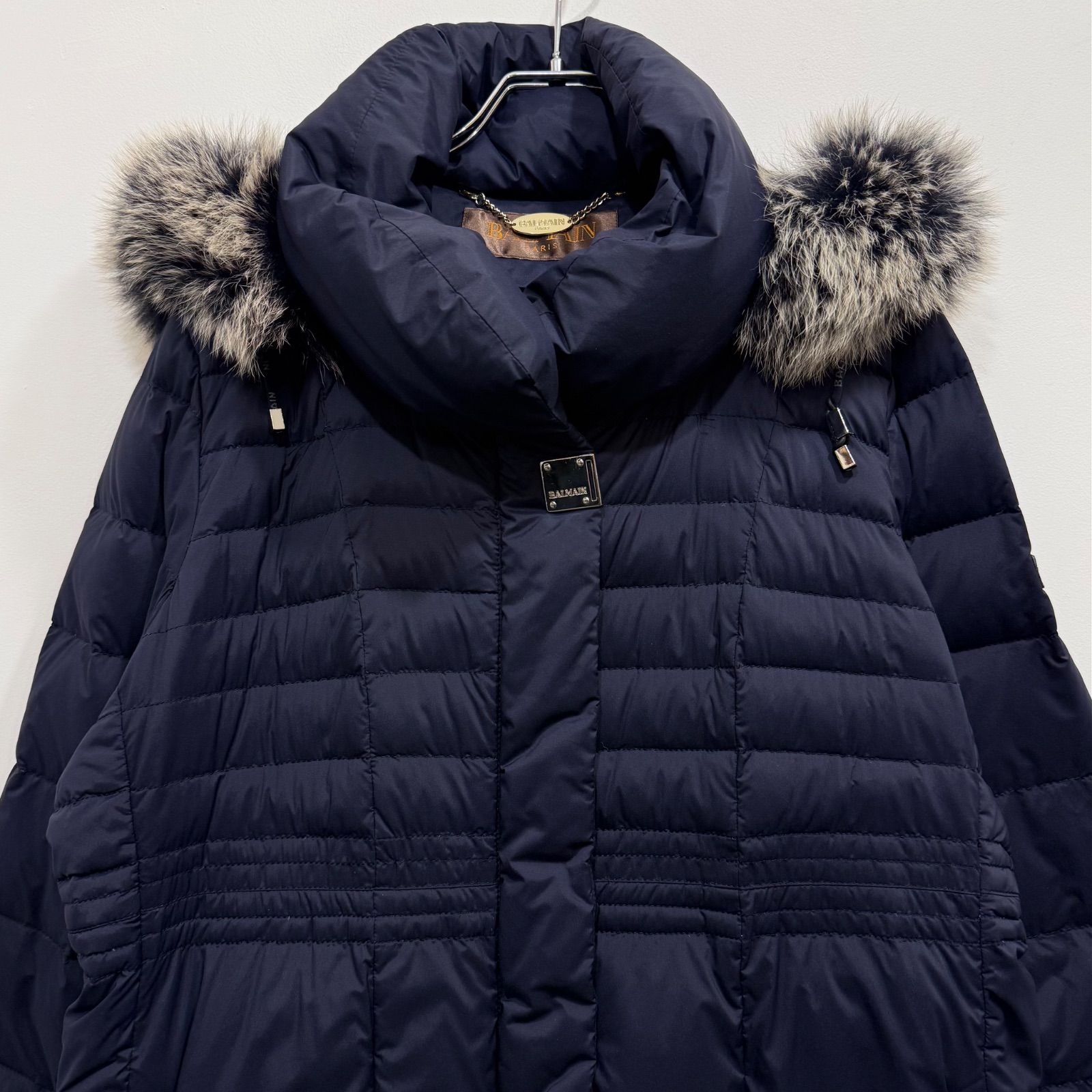 BALMAIN バルマン ダウンコート ブルーフォックス フード・ファー 