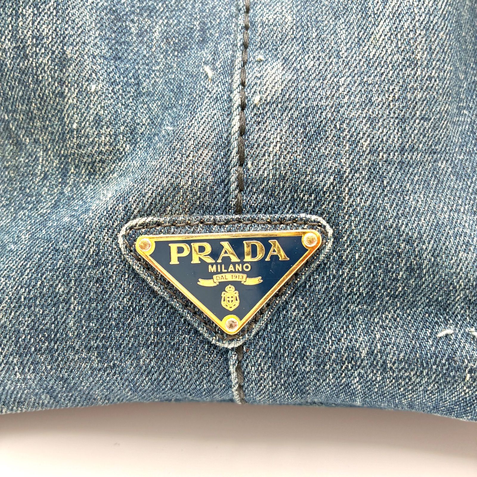 PRADA プラダ カナパ Mサイズ デニム トートバッグ ハンドバッグ 