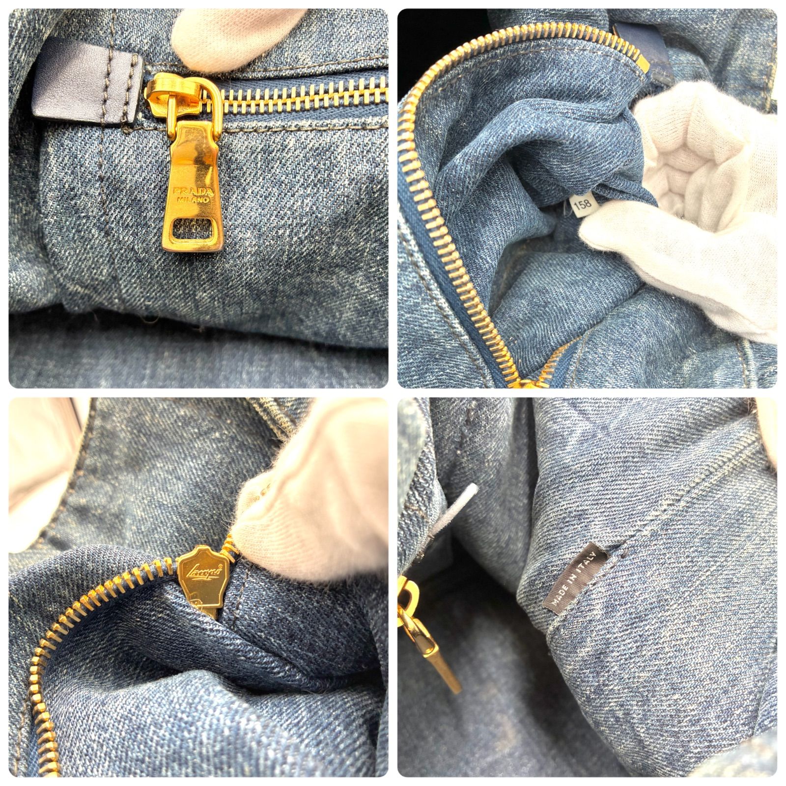 PRADA プラダ カナパ Mサイズ デニム トートバッグ ハンドバッグ 