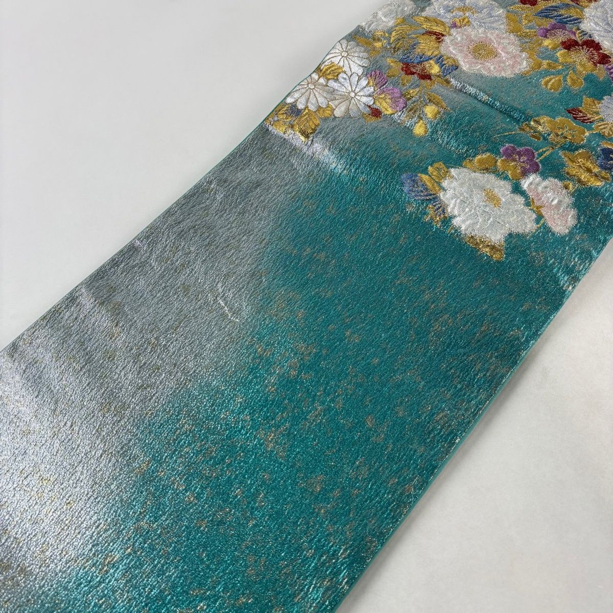 美品】 袋帯 秀品 牡丹 桜 箔 金糸 緑 六通 正絹 【中古】 - メルカリ