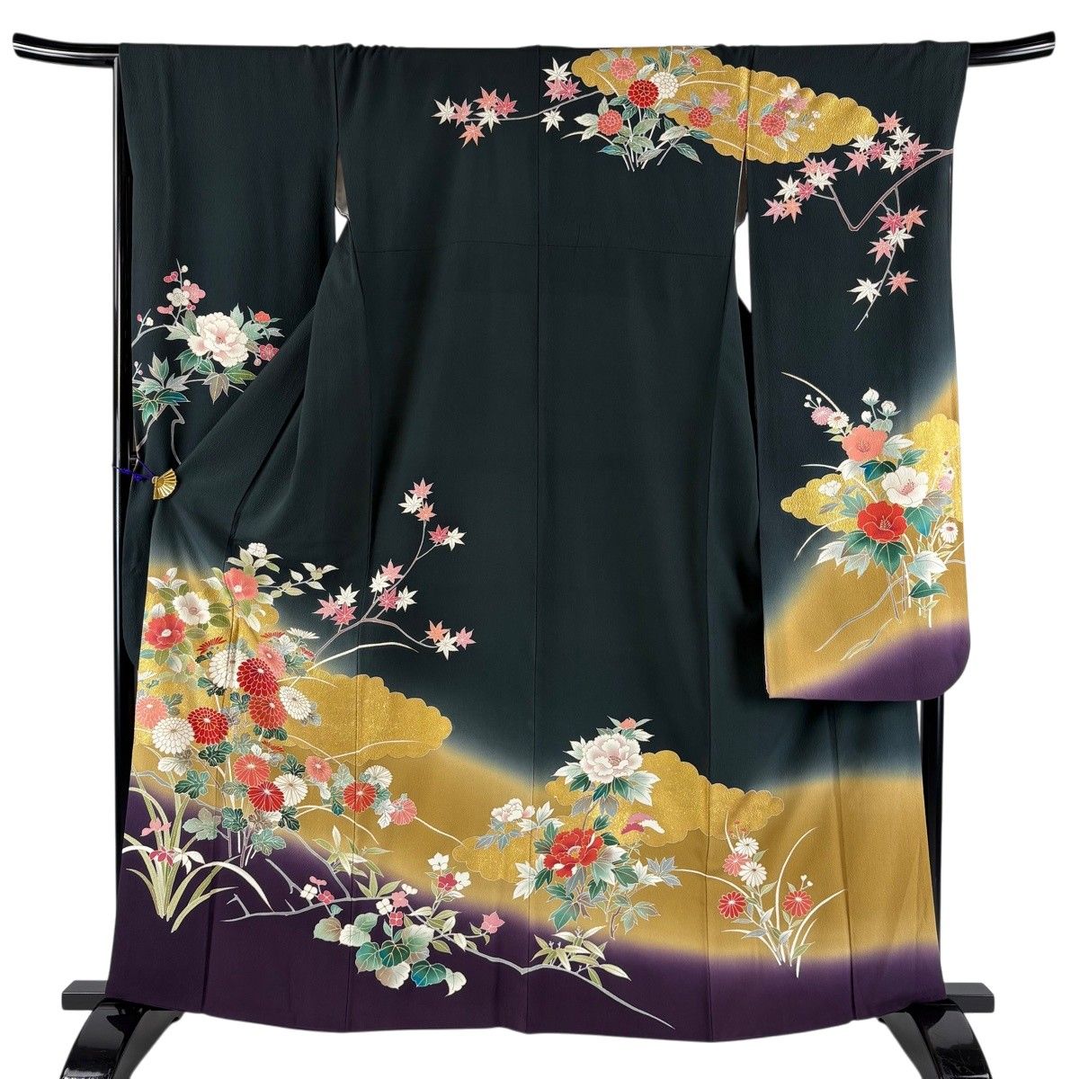 振袖フルセット 身丈160裄66.5 金彩 ベージュ 暈し染め 逸品 成人式 粋古典 白金/ゴールド 牡丹柄/扇面 最高級金彩刺繍友禅 煌びやか 金彩
