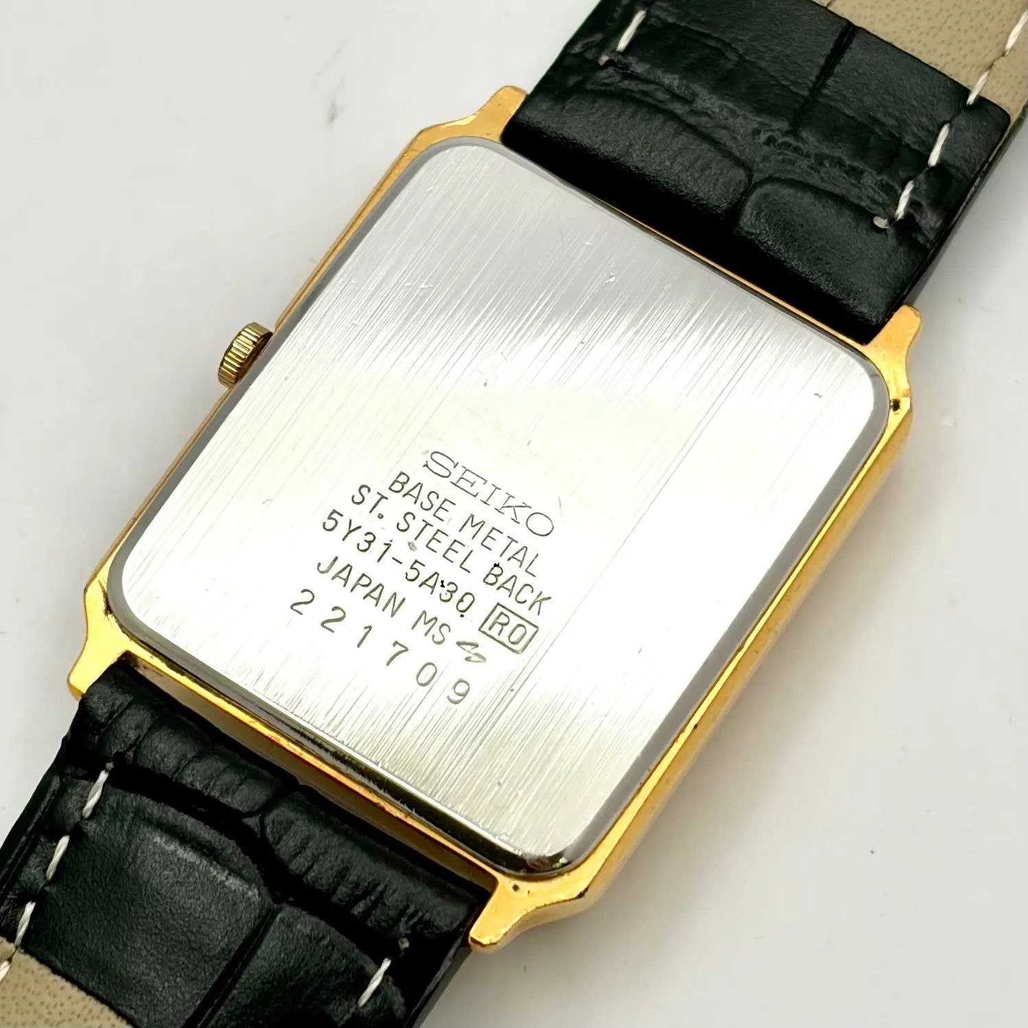 新品電池】SEIKO セイコー メンズ 腕時計 ゴールド レクタンギュラー 