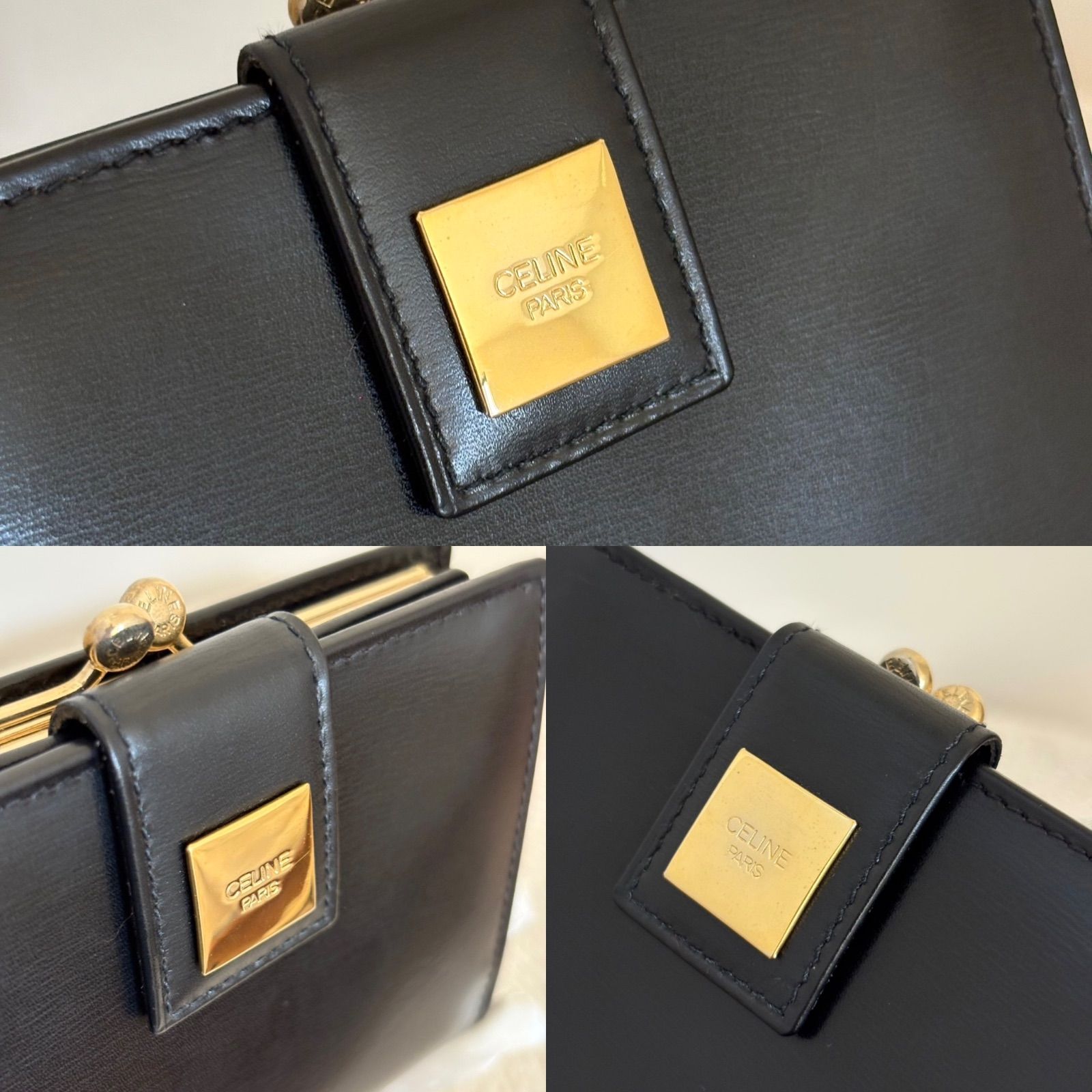 箱付き】【極美品】セリーヌ 二つ折り財布 ウォレット 礼入れ がま口 