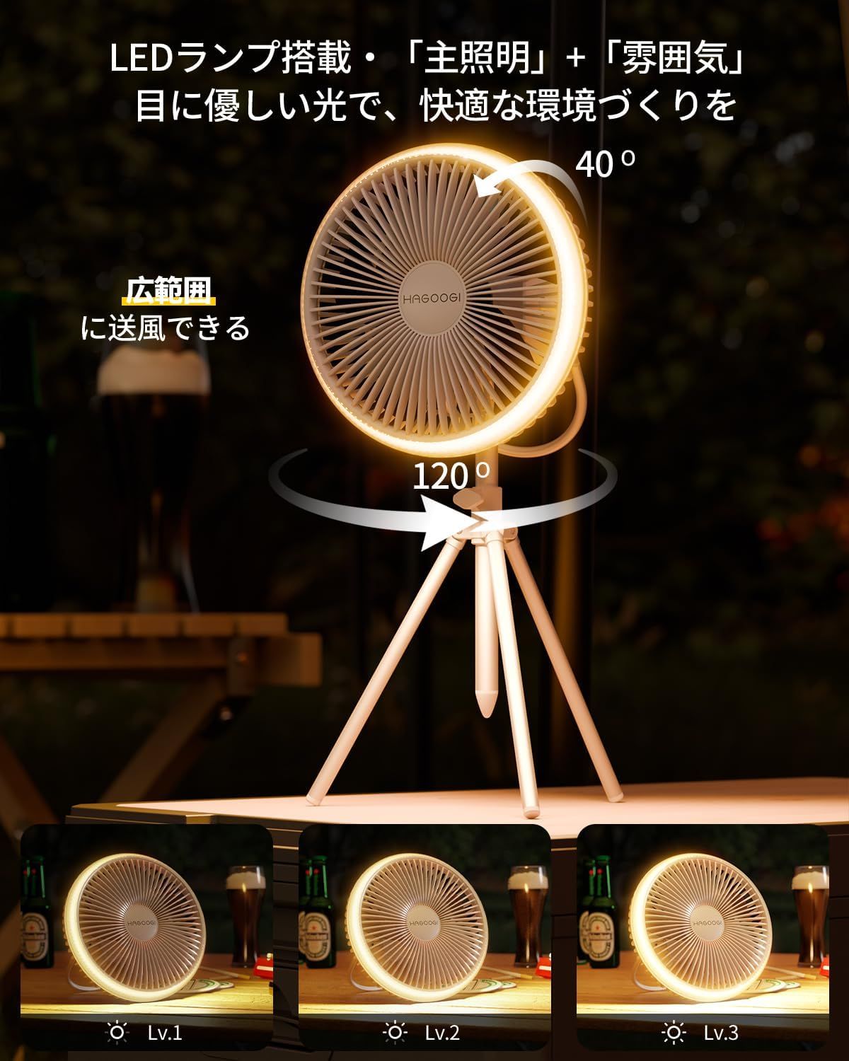2026改良モデル】HAGOOGI キャンプ 扇風機 アウトドア 扇風機 【専