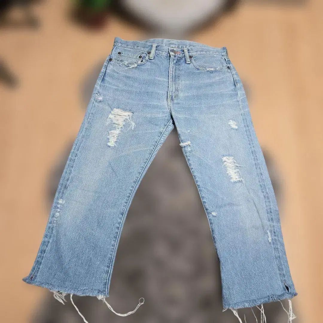 KAPITAL ライトブルー ダメージ デニム パンツ-値段設定