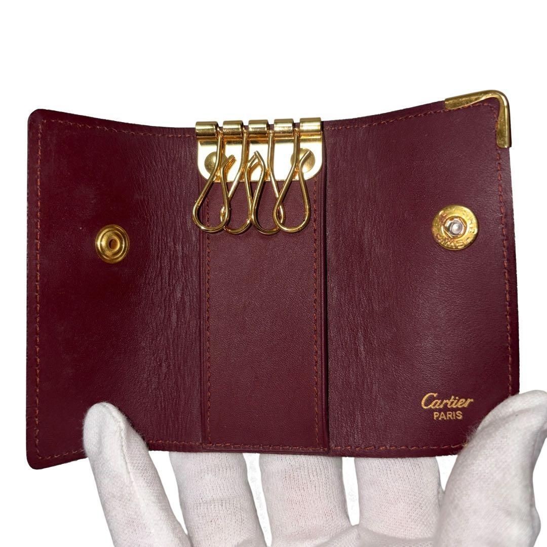 Cartier カルティエ キーケース 4連 マストライン ボルドー ゴールド