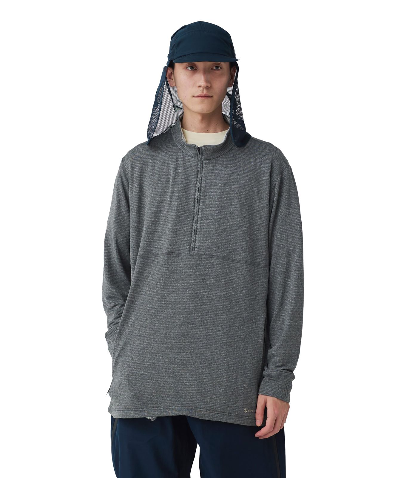新品 [スノーピーク] Breathable Dry Grid Half Zip Pullover size SM.GREYSW-25SU009フェス キャンプ アウトドア