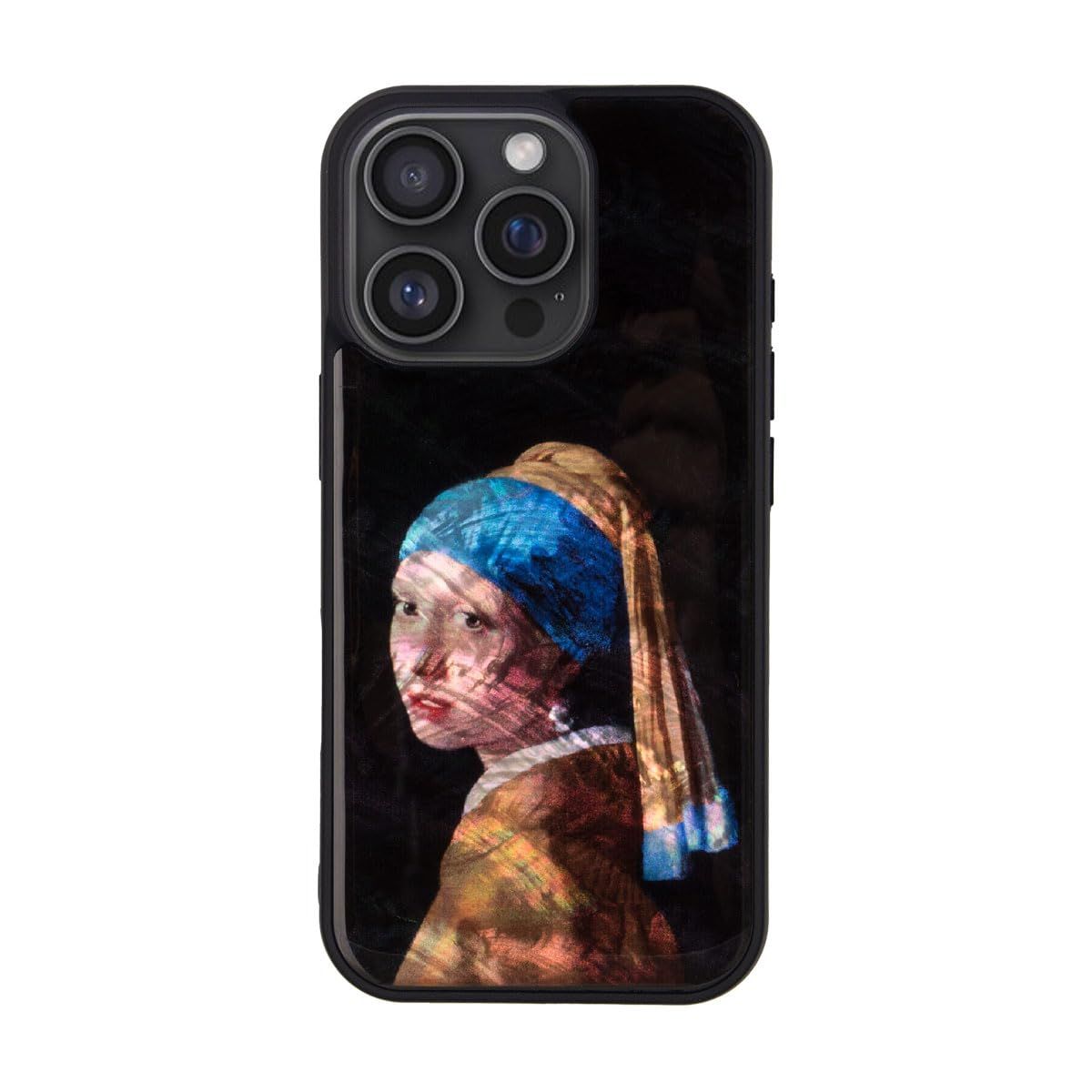 超特価品 新品 ikins iPhone 16 Pro ケース 天然貝 真珠の耳飾りの少女 [ パール 光沢 表面コーティング加工 着脱しやすい ストラップホール付き ワイヤレス充電 ] 名画シリーズ アイフォン 保護カバー I27090