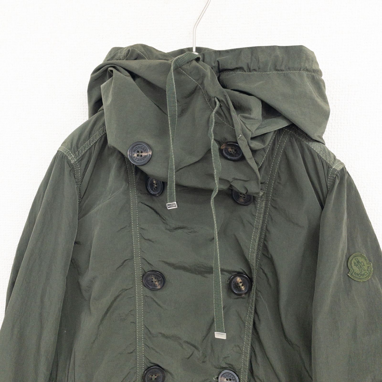 fu-　　　　　　　　モンクレール　カーキ　スプリングコート　LL 美品 MONCLER モンクレール DISTHELON ディステロン フード スプリング