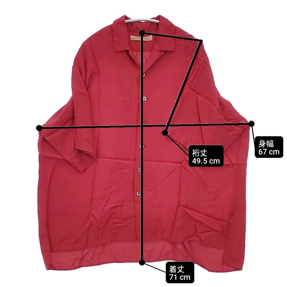 suzuki takayuki over shirt レーヨンシルク 定価36300円 日本製 半袖シャツ レッド タグ表記：dawn red レディース スズキタカユキ【中古】6-0410S△ suzuki takayuki over shirt レーヨンシルク 定価36300円 日本製 半袖