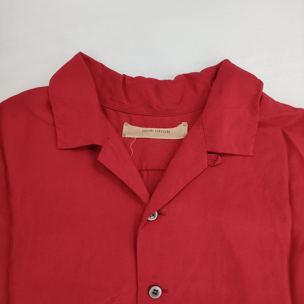 suzuki takayuki over shirt レーヨンシルク 定価36300円 日本製 半袖シャツ レッド タグ表記：dawn red レディース スズキタカユキ【中古】6-0410S△ suzuki takayuki over shirt レーヨンシルク 定価36300円 日本製 半袖