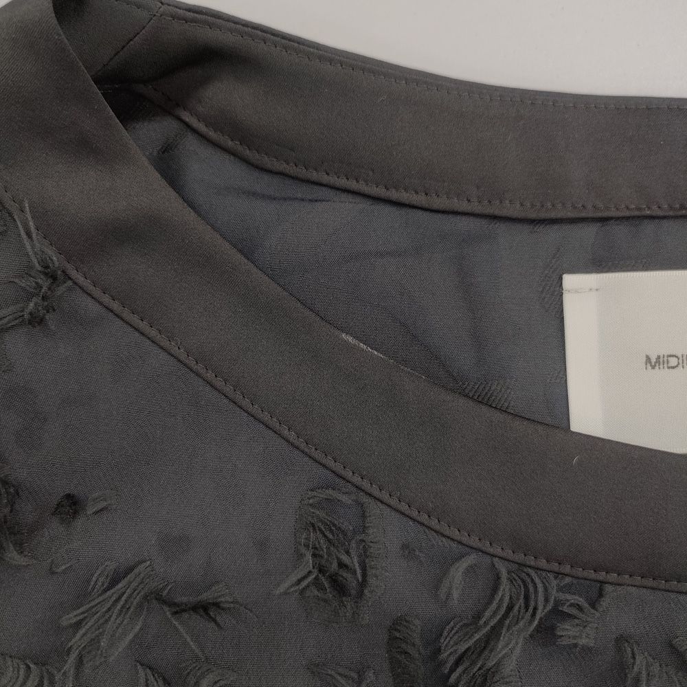 MIDIUMISOLID デザインカットソー カットジャガード 日本製 半袖Ｔシャツ カットソー ネイビー ブラック レディース ミディウミソリッド【中古】6-0410S△ MIDIUMISOLID デザインカットソー カットジャガード 日本製 半袖T