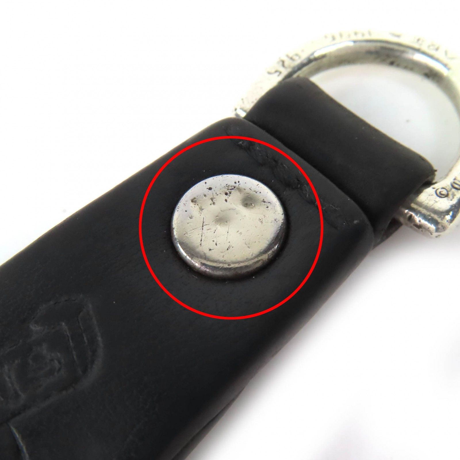 美品△CHROME HEARTS クロムハーツ レザー 925 クロスボール Dカン
