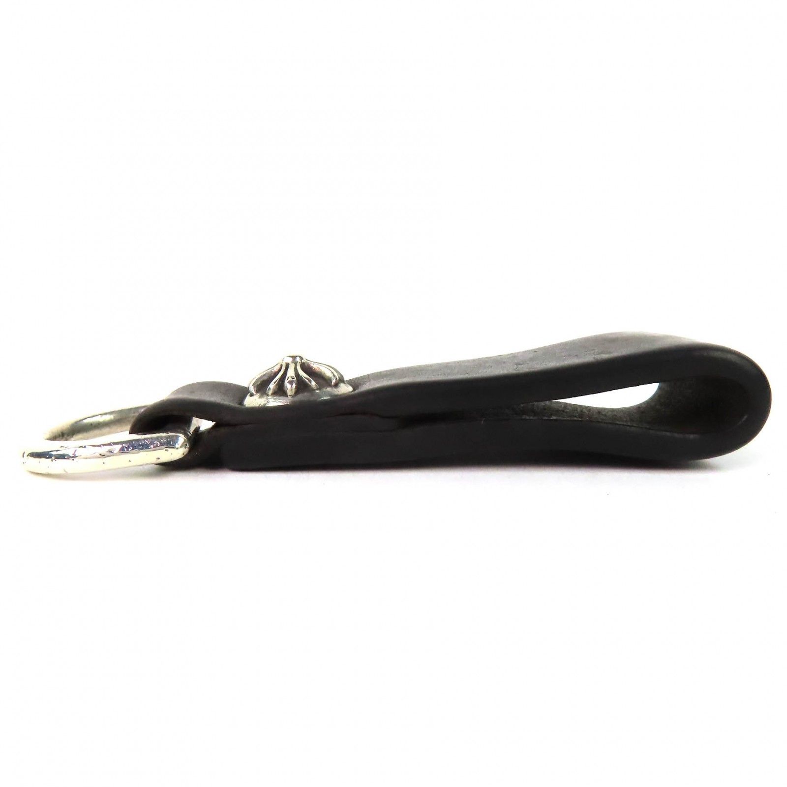 美品△CHROME HEARTS クロムハーツ レザー 925 クロスボール Dカン