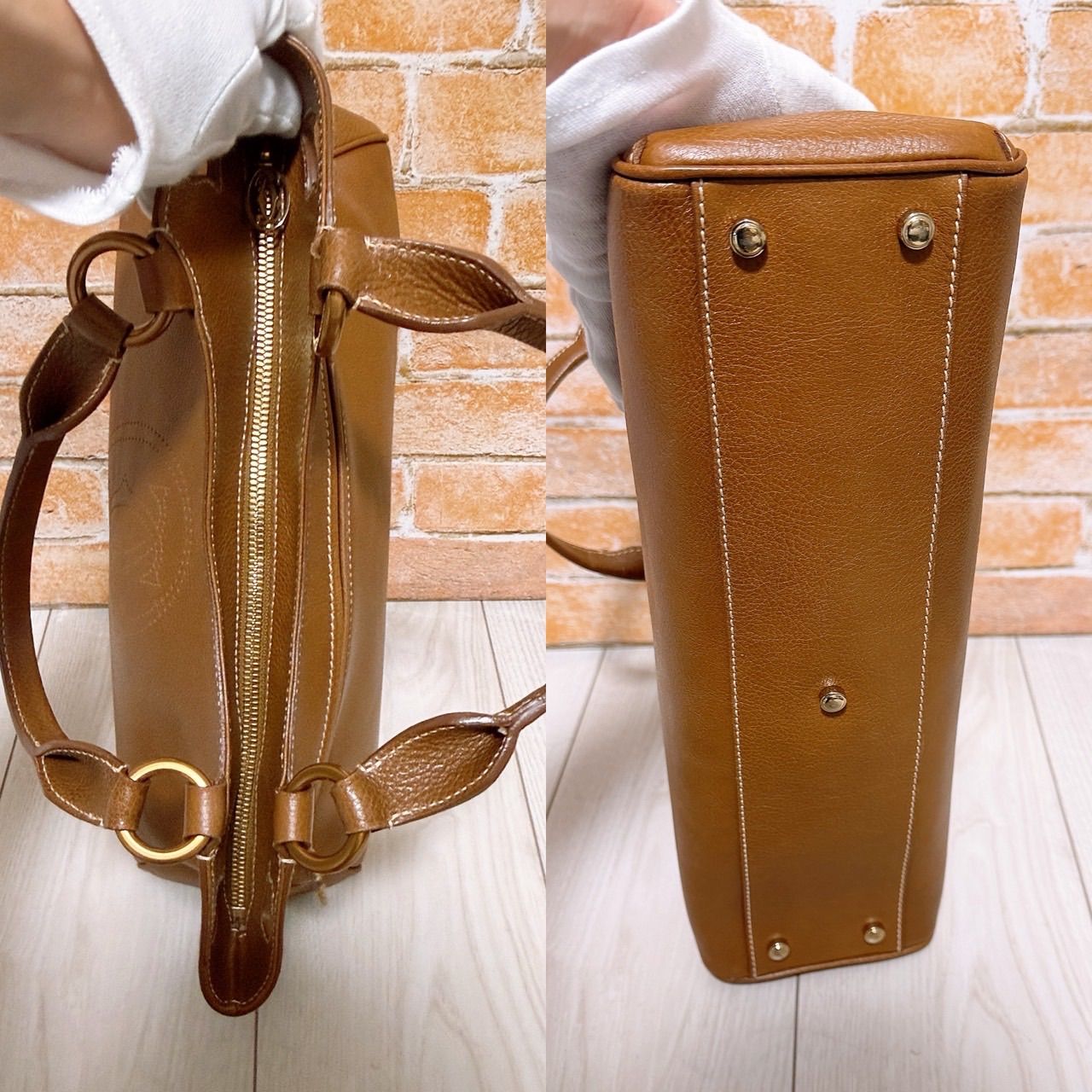 美品) Cartier(カルティエ)トートバッグ マルチェロ レザー キャメル 