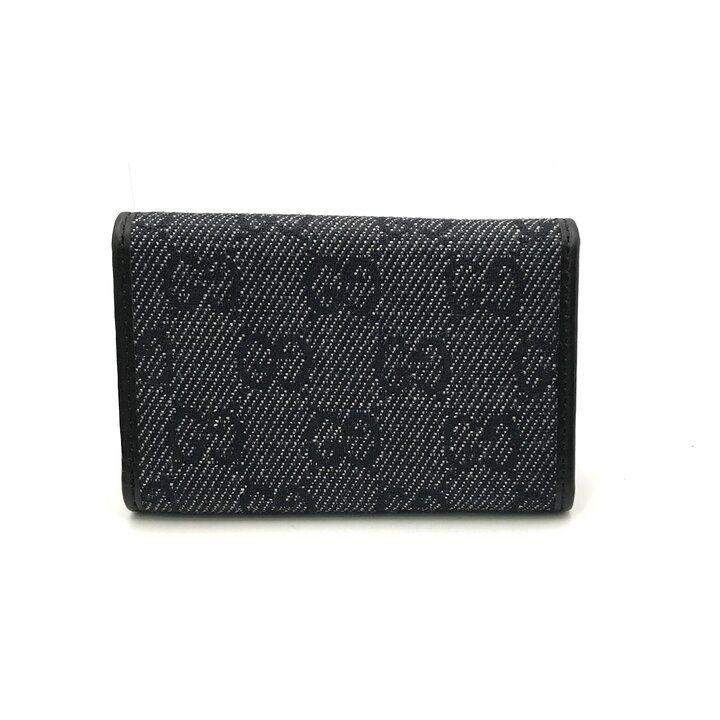 未使用保管 GUCCI グッチ GG キャンバス ロゴ レザー キーケース 6連