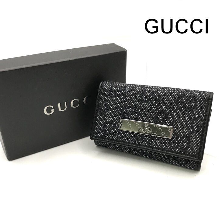 取引済【未使用・新古品】GUCCIキーケースBLACK GUCCI（グッチ） キーケース 033 0959 ブラック 黒 ピグスキン 6連