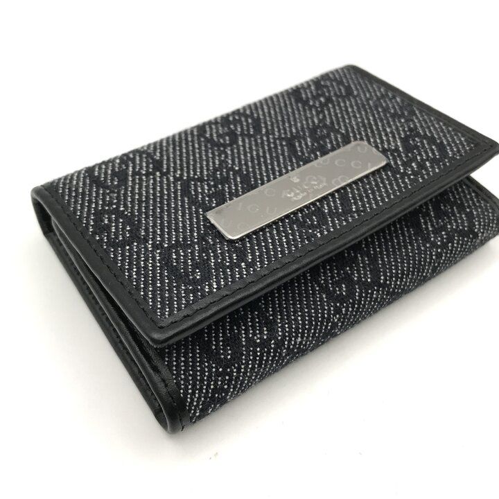 新品未使用品　箱付き　GUCCI グッチ　キーケース　レザー×キャンバス　GG柄 未使用保管 GUCCI グッチ GG キャンバス ロゴ レザー キーケース 6連