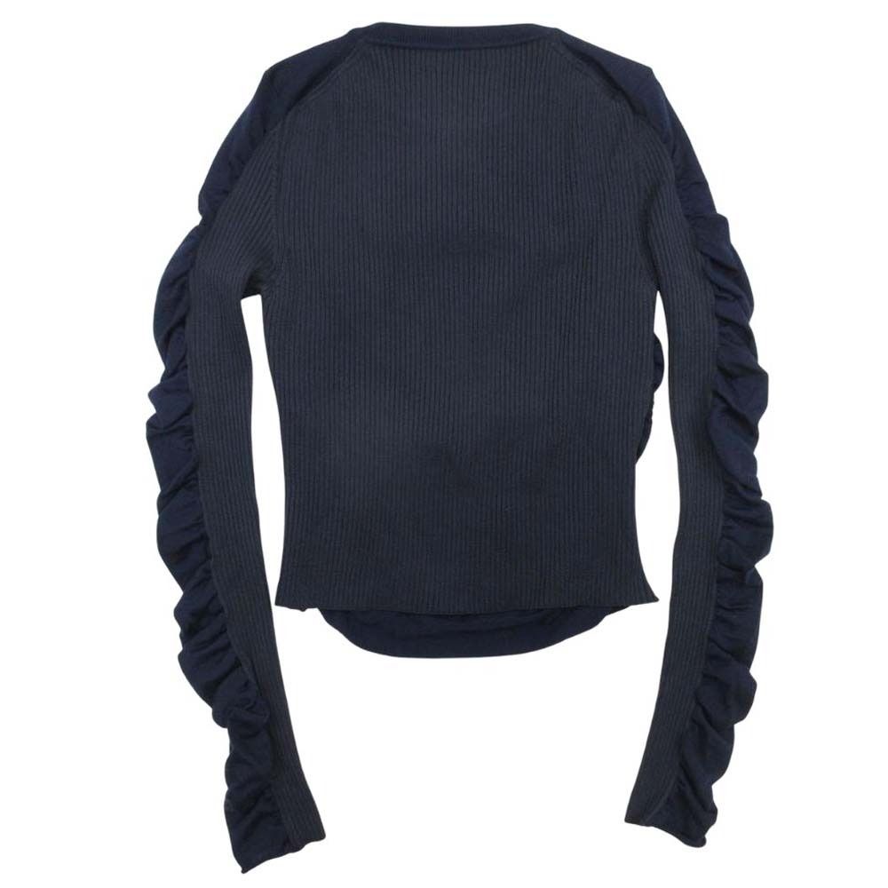 美品 JACQUEMUS ジャックムス 23aw La maille Sargas シャーリングニット リブバック プルオーバー セーター 38 ネイビー レディース 古着 中古 USED 美品 JACQUEMUS ジャックムス 23aw La maille Sargas シャーリング