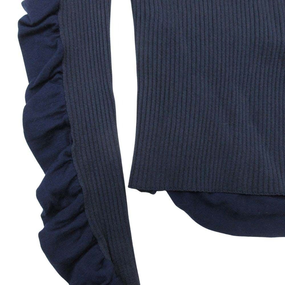 美品 JACQUEMUS ジャックムス 23aw La maille Sargas シャーリングニット リブバック プルオーバー セーター 38 ネイビー レディース 古着 中古 USED 美品 JACQUEMUS ジャックムス 23aw La maille Sargas シャーリング