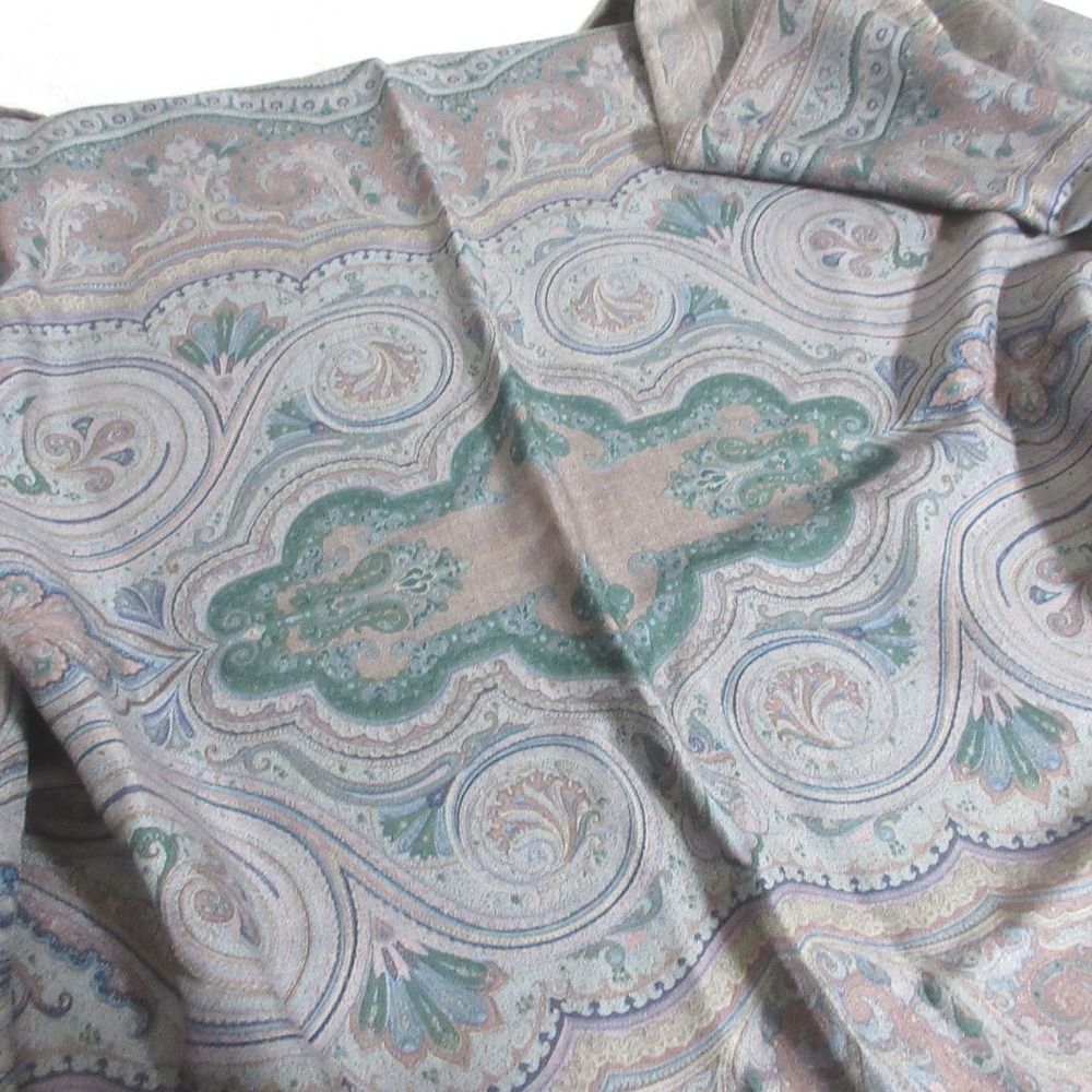 美品 ETRO エトロ ペイズリー柄 フリンジ ストール スカーフ グレー系 レディース 古着 中古 USED ETRO - ETRO エトロ ストール 165cm × 67cm ペイズリー マフラー