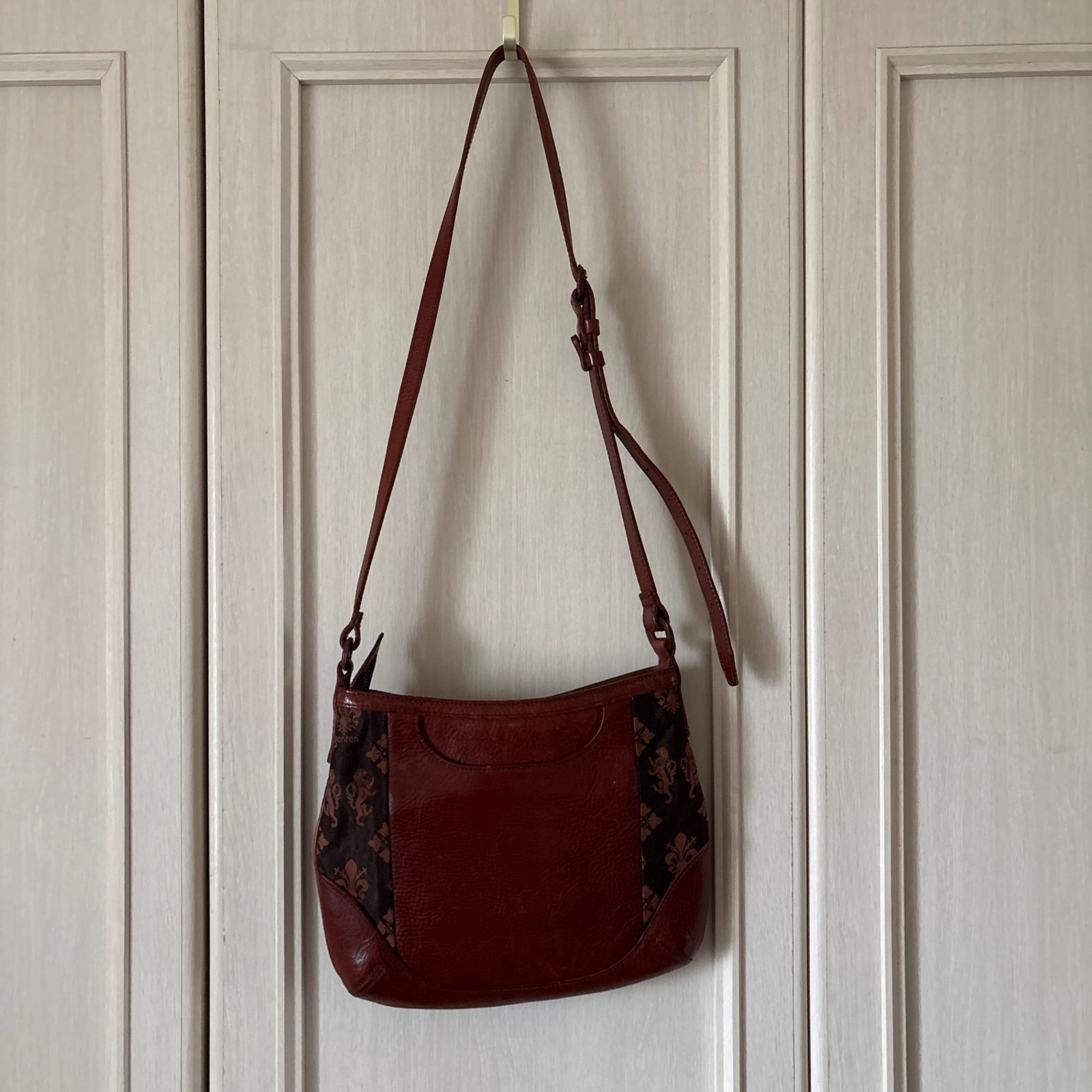 genten ゲンテン ジャガード 総柄 本革 leather レザー BAG バッグ 