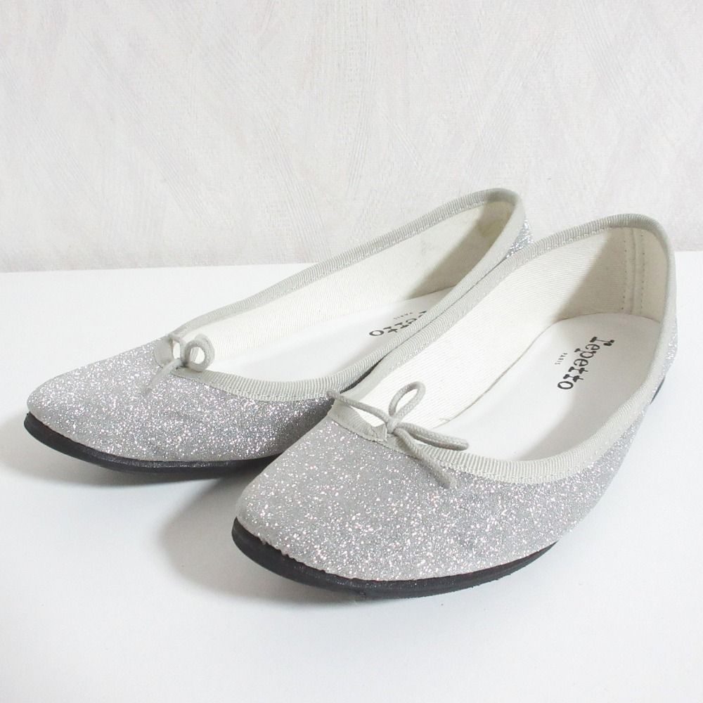 repetto レペット　バレエシューズ　シルバー　グリッター　ラメ　38 良品 repetto レペット Cendrillon グリッター バレリーナ バレエ