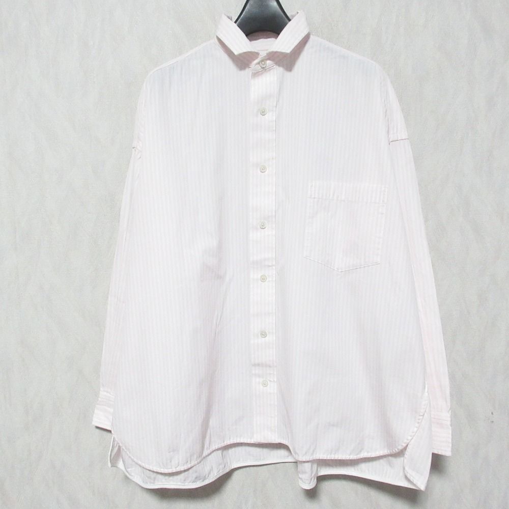 美品 TICCA ティッカ SOMELOS ビッグスクエアシャツ ストライプ ロング
