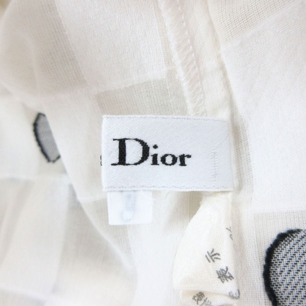 Christian Dior クリスチャンディオール ラップ ブラウス カットソー 半袖 ドット柄 オールド ヴィンテージ M 白 グレー レディース 古着 中古 USED Christian Dior クリスチャンディオール ラップ ブラウス カットソー