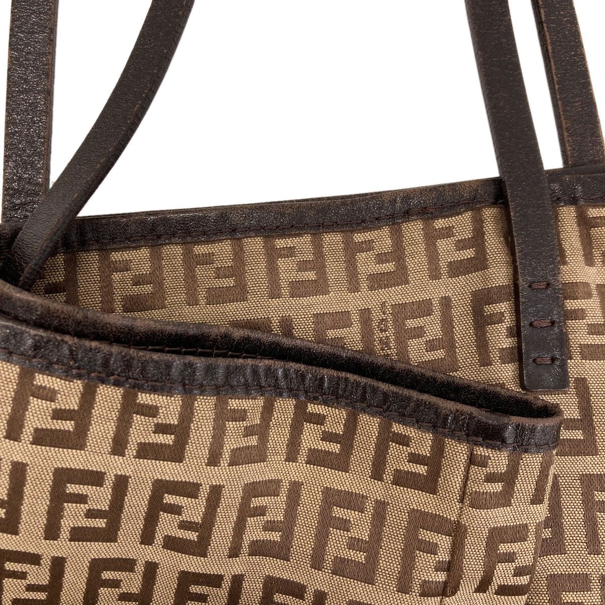 286-MH12) 中古 FENDI フェンディ ズッカ柄 ショルダー ハンド バッグ 