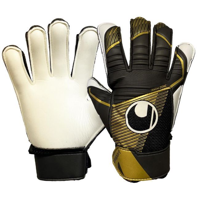 【送料無料】uhlsport (ウールシュポルト) 練習用 サッカー GK キーパーグローブ パワーライン エリート スターターソフト 1011312 02 5 ブラックｘゴールドｘホワイト