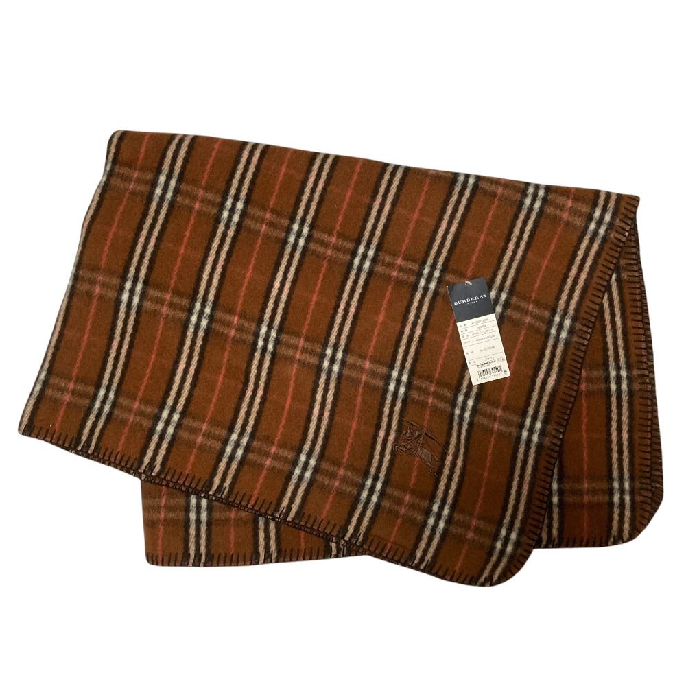 未使用 BURBERRY バーバリー ロンドン ノバチェック ウールハーフケット ブラウン レディース 古着 中古 USED