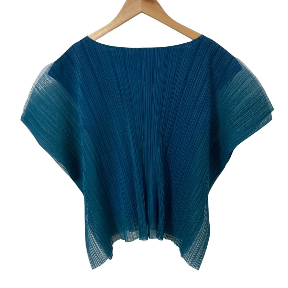 美品 PLEATS PLEASE ISSEY MIYAKE プリーツプリーズ イッセイミヤケ レイヤード カットソー PP43-JK615 サイズ3 グリーン ブルー レディース 古着 中古 USED 美品 PLEATS PLEASE ISSEY MIYAKE プリーツプリーズ イッセイミヤケ