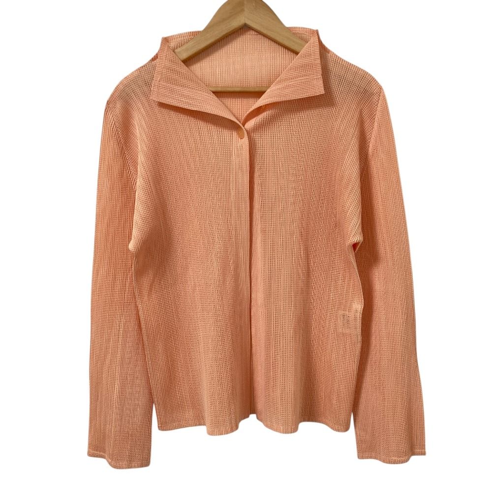 PLEATSPLEASE イッセイミヤケ カーディガン　オレンジブラウン　2 PLEATS PLEASE ISSEY MIYAKE - プリーツプリーズ PLEATS PLEASE PP53