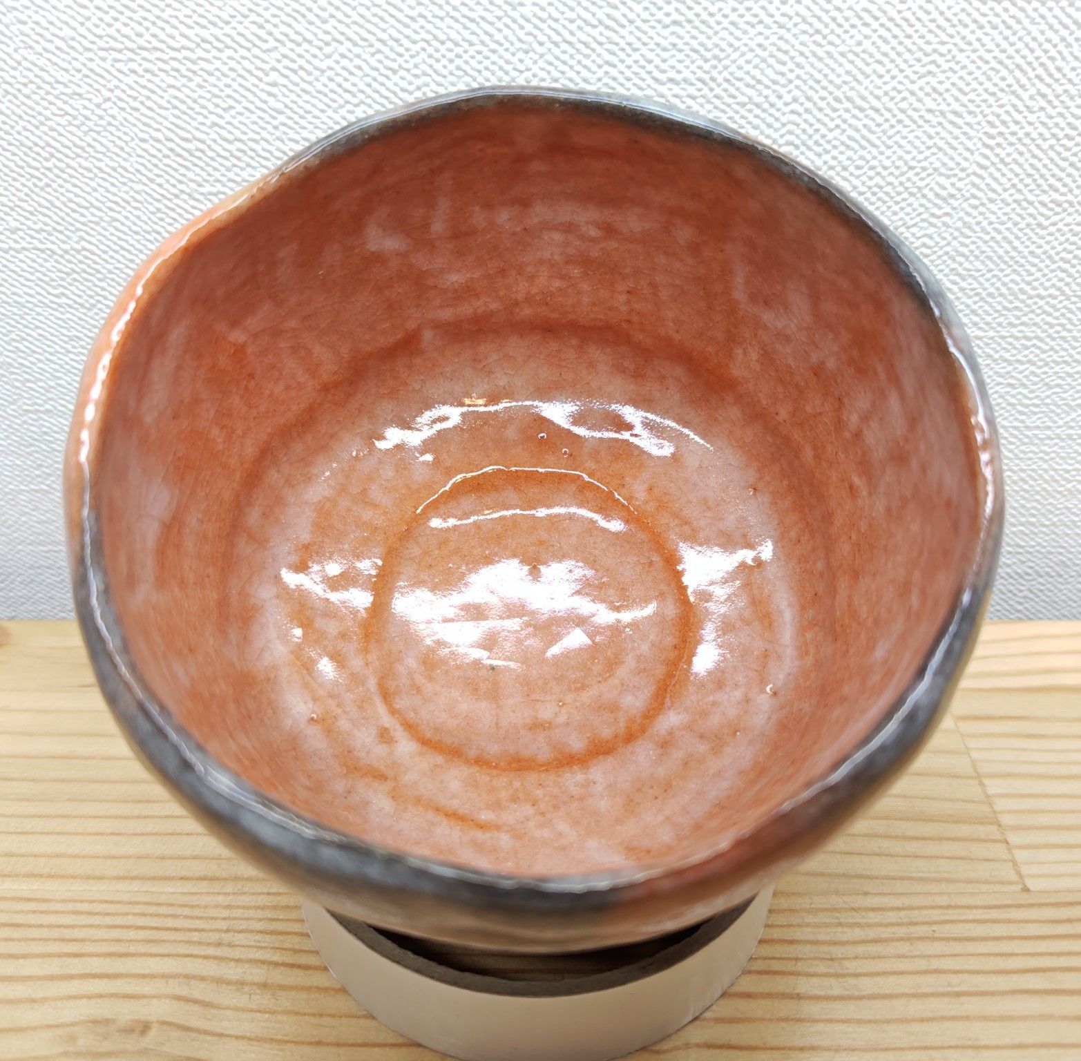 逢絢亭・中古品】茶道具 茶碗 楽焼 赤楽 2代目 小川長楽 共箱入り