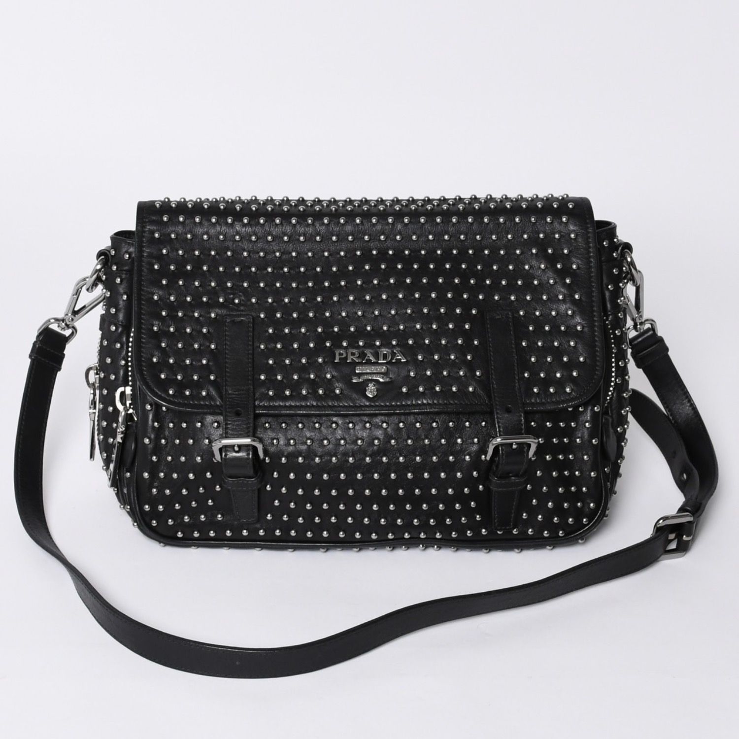PRADA プラダ スタッズ ミディアム BT861S ショルダーバッグ レザー 
