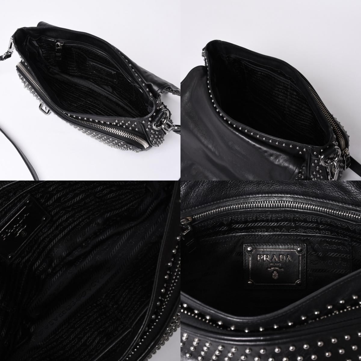 PRADA プラダ スタッズ ミディアム BT861S ショルダーバッグ レザー 