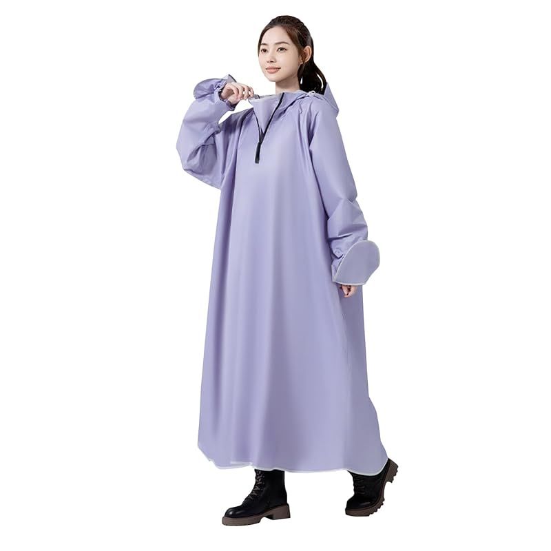 【新品】 [HafaAdai] レインコート 自転車 リュック対応 通気性 防水防風 レインポンチョ 男女兼用 レディース メンズ 梅雨・豪雨対策 通勤 通学 登山 (パープル, L) 1