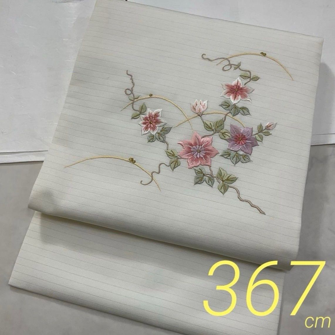◆kimono+one◆kimonoarisa◆厳選◆夏物単衣夏帯◆ふっくら刺繍の素敵な九寸名古屋帯◆長尺◆367㎝◆着物着物帯小紋普段着名古屋帯
