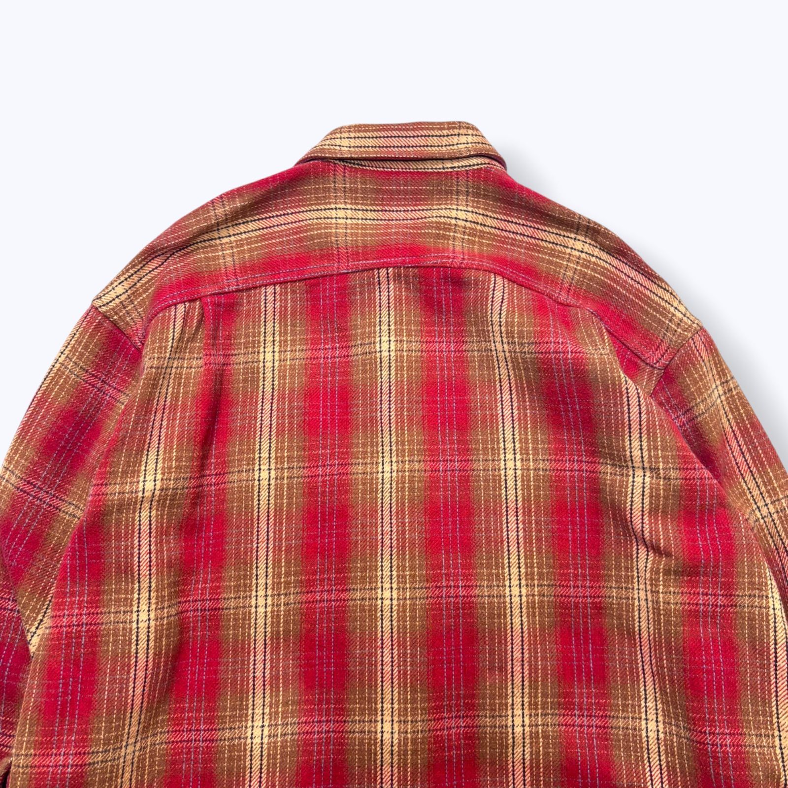 セントジョンズベイ　オンブレチェックフランネルシャツ　赤×ベージュ　90s XL 90s ST JOHN'S BAY Heavy Flannel Shirts 【XL】 90年代 セント