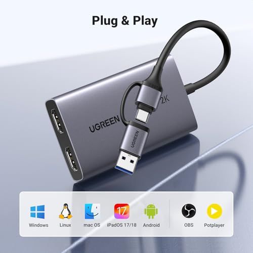 UGREEN 外付けキャプチャカード 4K@30Hzキャプチャ対応 UGREEN 2K@30Hz HDMI キャプチャーボード 4K@30Hz パススルー機能 USB