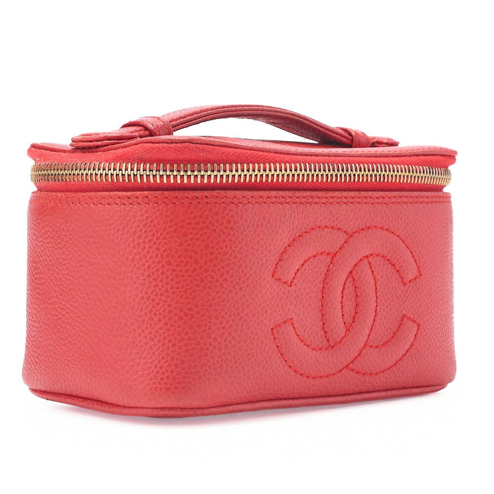 CHANEL シャネル ココマーク バニティ ハンドバッグ キャビアスキン 赤