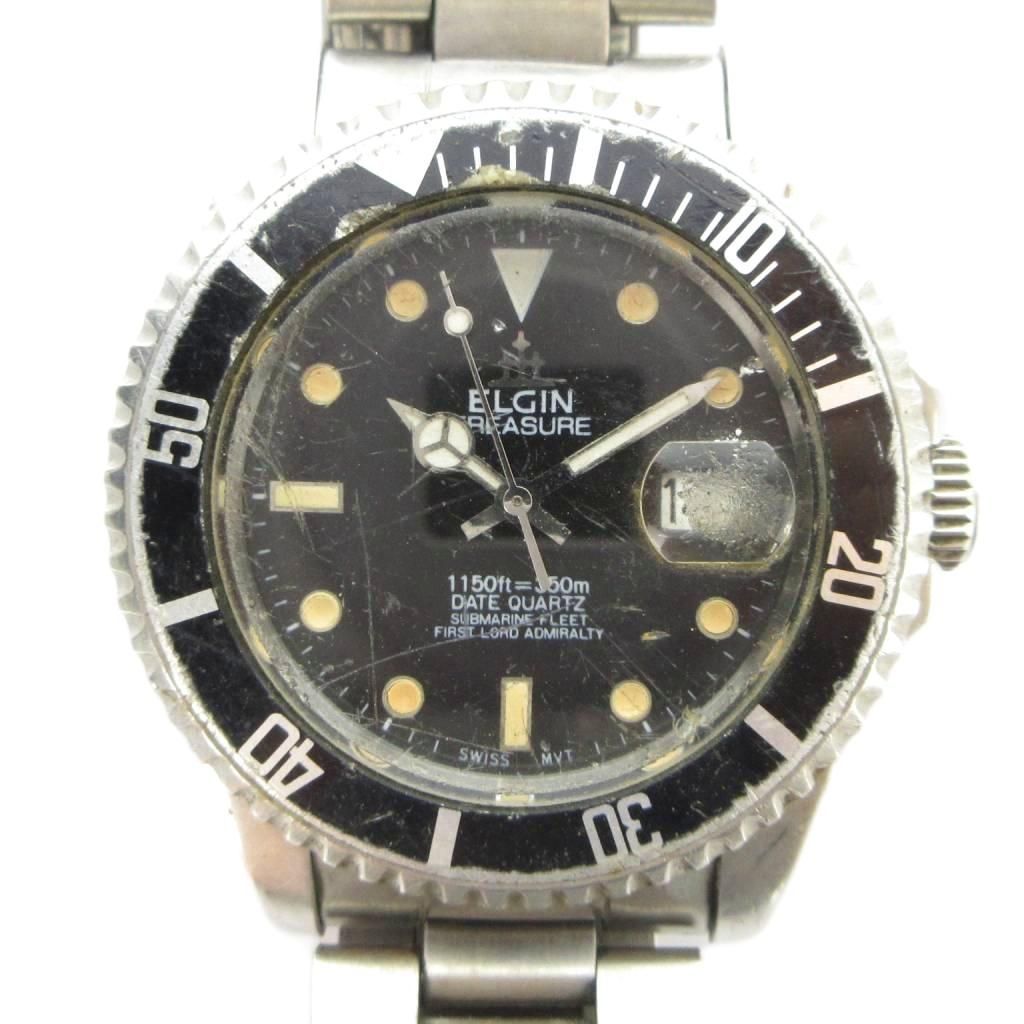 エルジン FK-272 腕時計 ウォッチ クォーツ 黒文字盤 カレンダー付き エルジン ELGIN FK-272 腕時計 ウォッチ クォーツ 黒文字盤 カレンダー