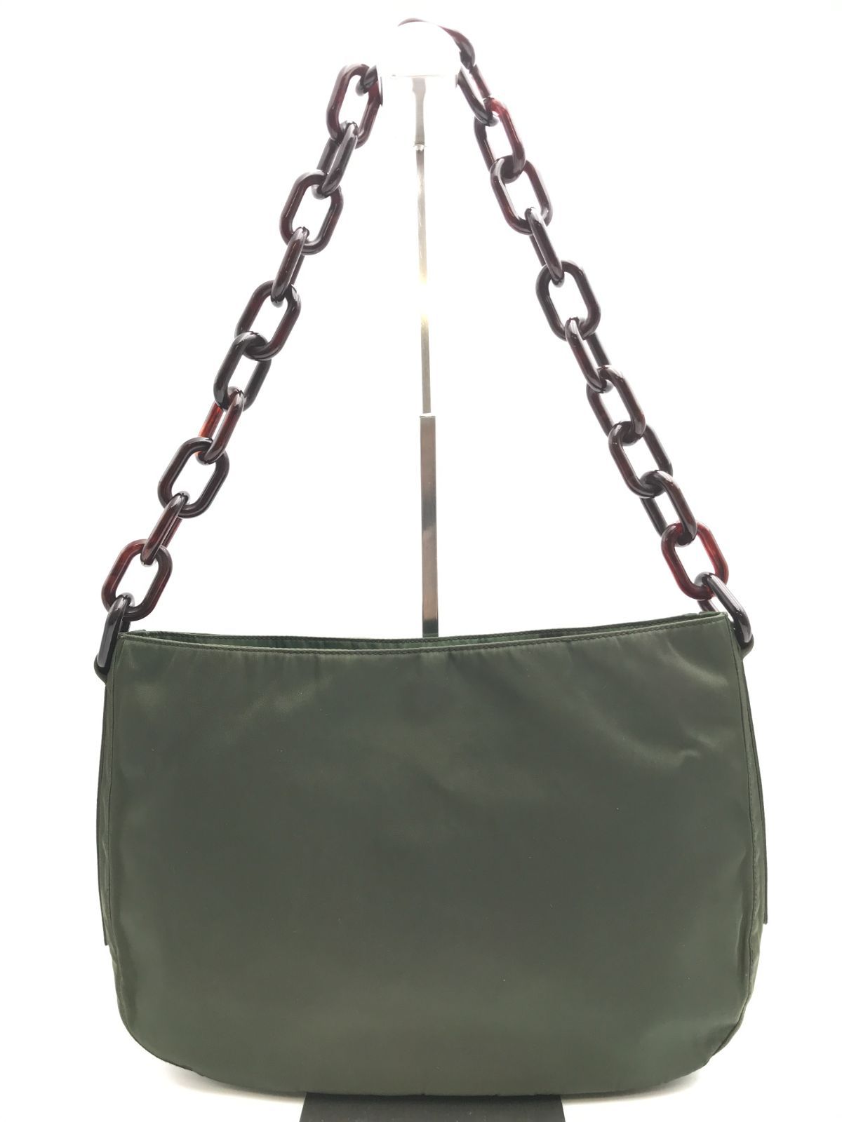 美品 プラダprada ショルダーバッグワンショルダーバッグカーキ 肩掛け