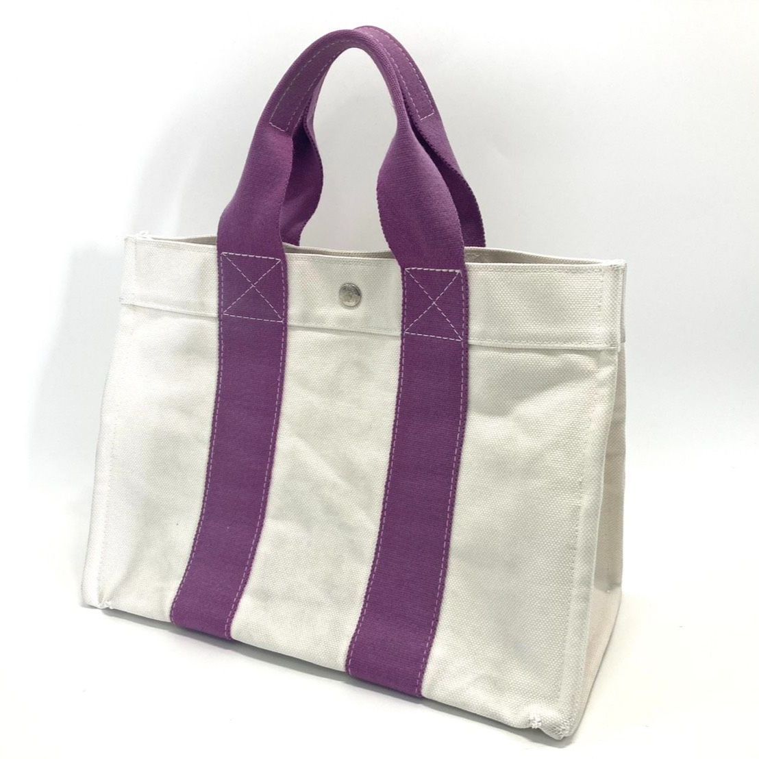 HERMES エルメス ボラボラPM キャンバス トートバッグ ホワイト