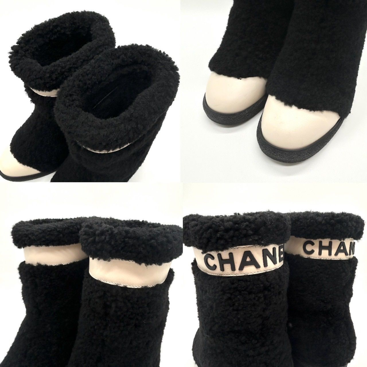CHANEL シャネル ムートン ブーツ 38 ロゴ ココマーク ボア G34080 CHANEL シャネル ムートン ブーツ 38 ロゴ ココマーク ボア G34080